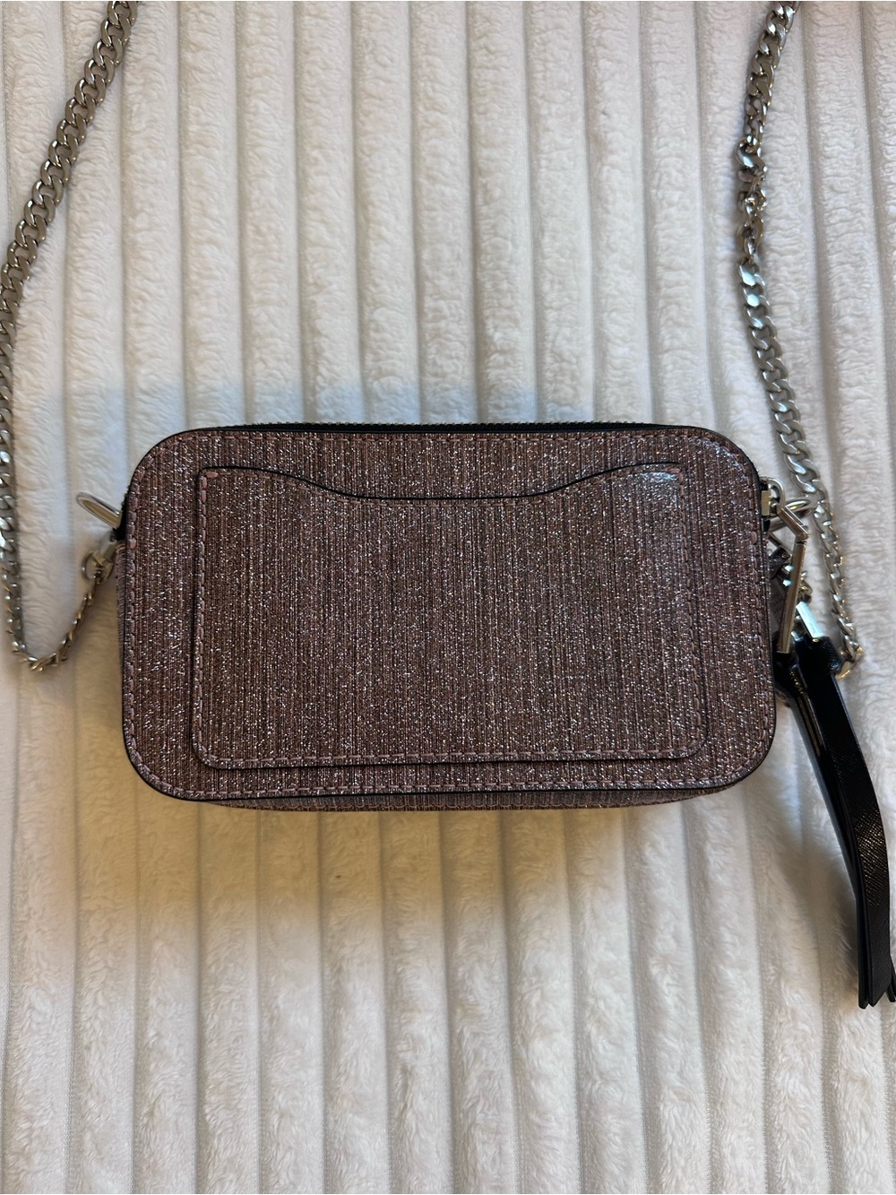 Marc Jacobs Glitter Snapshot Crossbody: Sparkly Purple/Pink with Silver Hardware - Picture 5 of 8